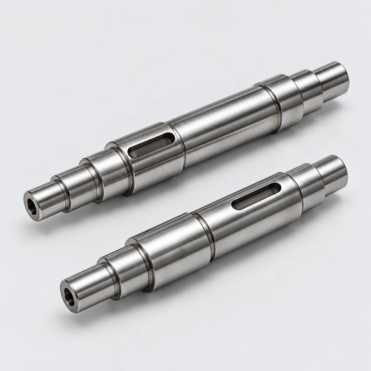 Illustrative stepped armature shafts with keyways