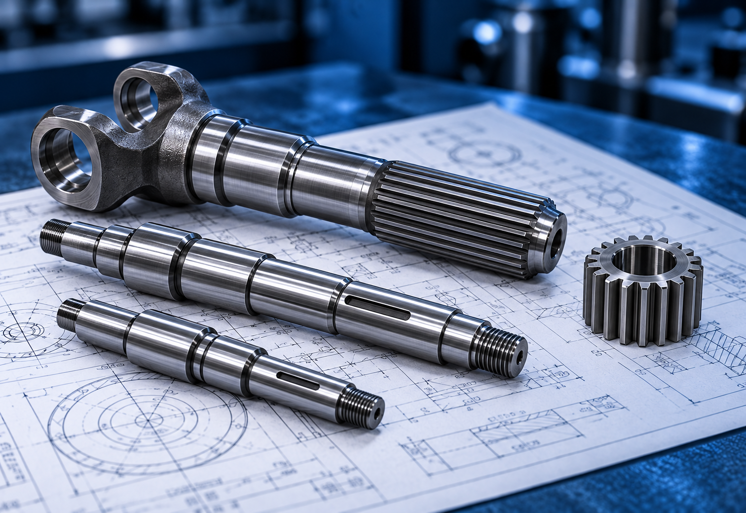 Illustrative slip stub shaft with straight splines and stepped armature shafts